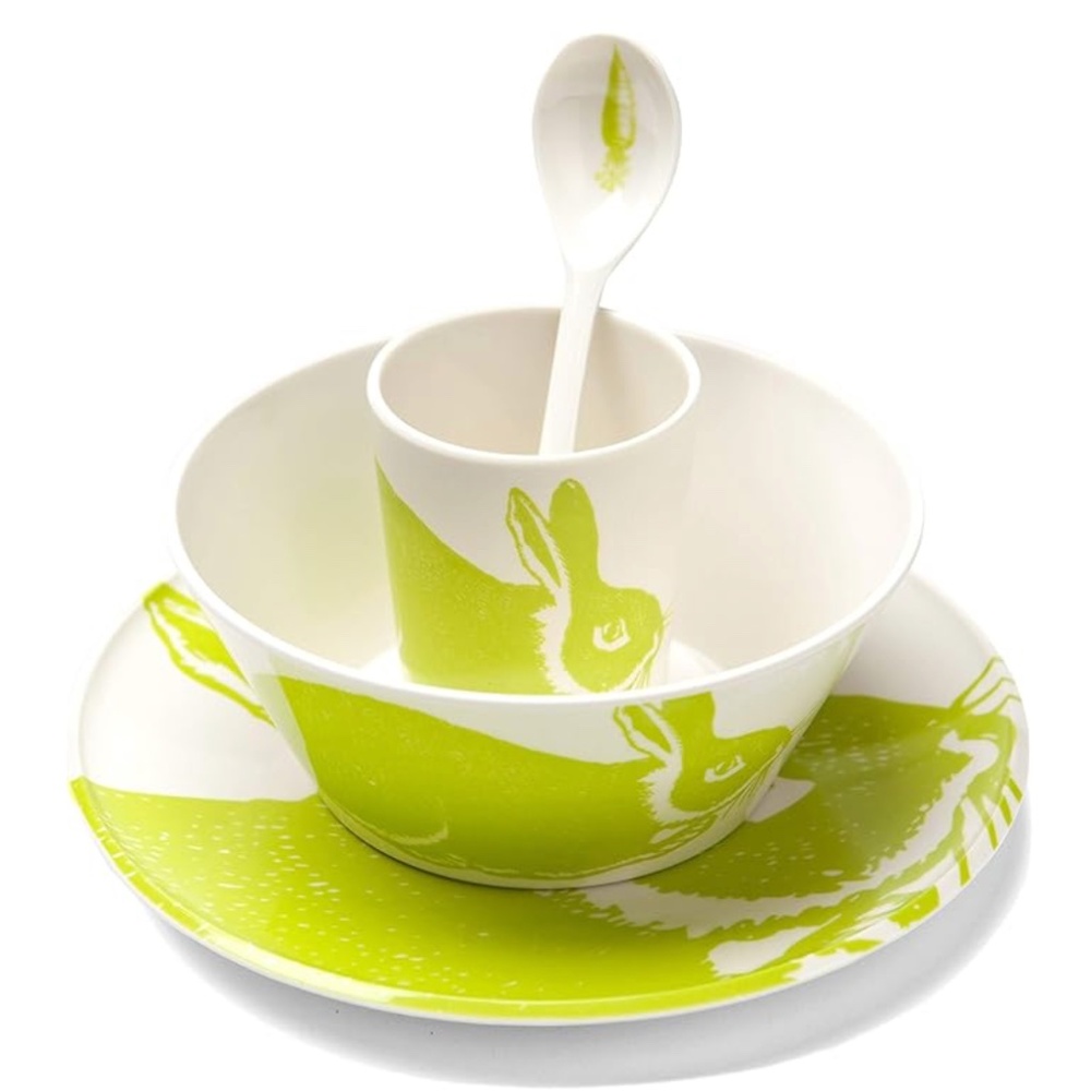 Thomas Paul "Bunny" plate, bowl, cup & spoon set in Kiwi